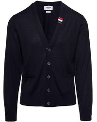 Thom Browne - Overisze Cardigan With Tricolor Band - Lyst