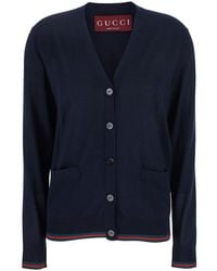 Gucci - Cardigan Con Dettaglio Web Sui Bordi - Lyst