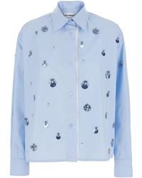 Des Phemmes - Shirt With Classic Collar And Embellishments On - Lyst