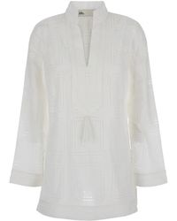 Tory Burch - 'Tory' Tunic With Embroideries And Tassel - Lyst