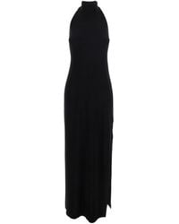 Norma Kamali - Long Dress With High Neck And Side Slits - Lyst