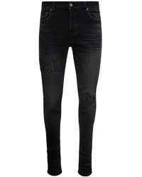 Amiri - Skinny Jeans With Crystal Embellished Logo And Used Effect - Lyst