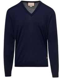 Gucci - V Neck Pullover With Horsebit Intarsia Detail - Lyst