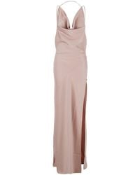 ANDAMANE - Long Dress 'Vera' With Draped Neckline And Front Vent In - Lyst