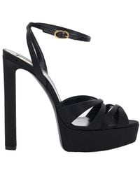 Saint Laurent - 110Mm Chandelle Satin Platform Sandals - Lyst