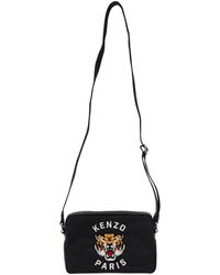 KENZO - ' Varsity' Black Crossbody Bag With Tiger Embroidery In Nylon Man - Lyst