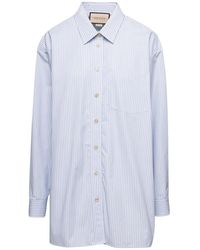 Gucci - Relaxed Light E Striped Shirt With Patch Pocket In Cotton - Lyst