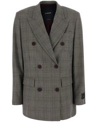 Pinko - Jacket With Peak Revers And All-Over Stripes Motif - Lyst