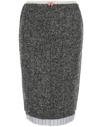 Markgong - Pencil Skirt With Front Bow And Striped Motif Hem - Lyst