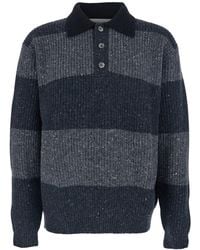 DUNST - Polo Shirt With Ribbed Design And Striped Motif - Lyst