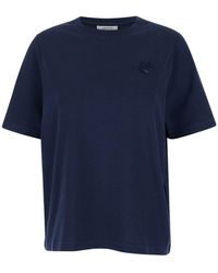 Maison Kitsuné - Crewneck T-Shirt With Fox Head Logo Patch On The Front - Lyst