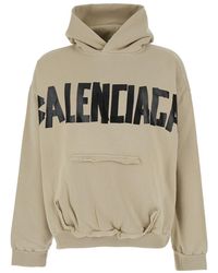 Balenciaga - Felpa Con Cappuccio Fisso E Maxi Logo Su Fronte E Retro In - Lyst