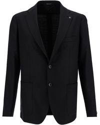Tagliatore - Single-Breasted Jacket With Logo Detail - Lyst