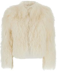 Le Plain - Short Fur Jacket With Hidden Closure On The Front - Lyst