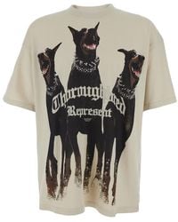 Represent - 'Thoroughbred' T-Shirt With Doberman Graphic Print And Logo Lettering On The Front - Lyst