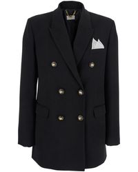 Elisabetta Franchi - Double-Breasted Jacket With Notched Revers - Lyst