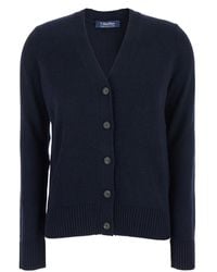 Max Mara - Cardigan 'Apollo' Con Scollo A V E Patch Logo Sui Gomiti In - Lyst