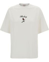 Burberry - T-Shirt With Rose And Logo - Lyst