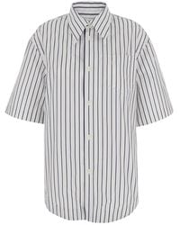 Ami Paris - Shirt With Classic Collar And All-Over Striped Pattern - Lyst
