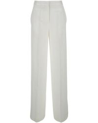 Semicouture - Viscose Linen Pants With Elastic Waist And Side Pockets In - Lyst