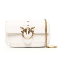 Pinko - 'love One Pocket' Shoulder Bag With Logo Patch In Smooth Leather Woman - Lyst