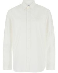 Burberry - Shirt With Classic Collar And Embroidered Logo On The Front - Lyst