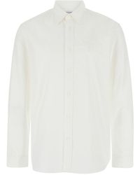 Burberry - Camicia Con Colletto Classico E Ricamo Logo Sul Fronte - Lyst