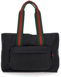 Gucci - Tote Bag With Web Handles And Logo Lettering On The Front - Lyst