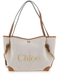 Chloé - Borsa Shopper 'Clover' Con Logo Lettering Sul Fronte E Chiusura - Lyst