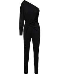 Saint Laurent - One-Shoulder Jumpsuit With Side Gathering - Lyst