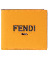 Fendi - Bi-Fold Wallet With Metal Logo - Lyst