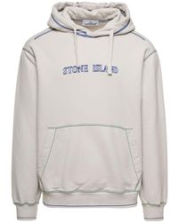 Stone Island - Hoodie With Contrasting Logo Embroidery - Lyst