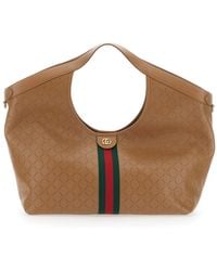 Gucci - 'Giglio' Shoulder Bag With Web Stripe And Magnetic Closure - Lyst