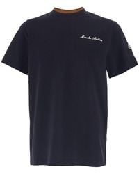 Moncler - T-Shirt With Embroidered Logo On The Front And Logo Patch - Lyst