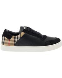 Burberry - Sneakers With Suede Details And Check Motif - Lyst