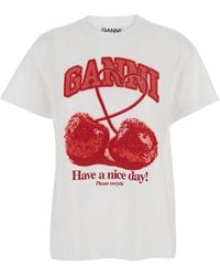 Ganni - T-Shirt Basic - Lyst