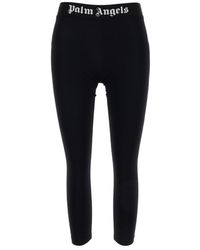 Palm Angels - Cropped Leggings With Logo Waistband - Lyst