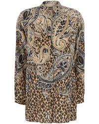 Etro - Shirt With Classic Collar And All-Over Floral Animalie - Lyst