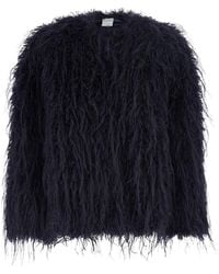 forte_forte - Crew Neck Shearling Jacket With Hidden Front Closure - Lyst