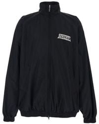 Balenciaga - Jacket With High Collar And Logo On Front And Back In - Lyst
