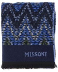 Missoni - Scarf With All-Over Zig Zag Motif And Logo Lettering - Lyst