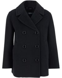 Max Mara - 'Elise' Double-Breasted Coat With Wide Notched Revers - Lyst
