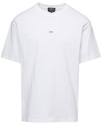 A.P.C. - 'kyle' White Crewneck T-shirt With Front Logo Print In Cotton Man - Lyst