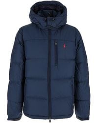 Polo Ralph Lauren - Down Jacket With Fixed Hood And Embroidered Pony Logo On Chest - Lyst