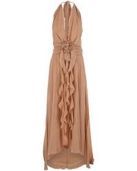 Blumarine - Dress 'Georgette Long Dress' With V-Neck And Long Sleev - Lyst