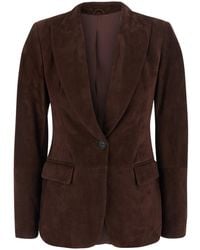 Brunello Cucinelli - Single-Breasted Jacket With Peak Revers - Lyst