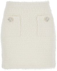 Self-Portrait - Miniskirt With Pearl Embellishments And Button Det - Lyst