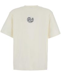 Stone Island - Crew Neck T-Shirt With Logo On The Front And Maxi Logo Print On The Back - Lyst