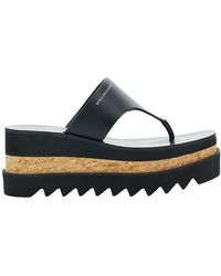 Stella McCartney - Black Thong Sandals With Sneak-elyse Platform In Eco Leather Woman - Lyst