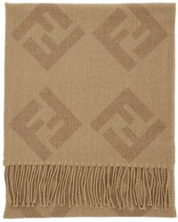 Fendi - Scarf With Fringed Hem And All-Over Ff Motif - Lyst